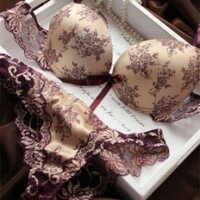 Candy-luxury-deep-V-neck-lace-bra-set-single-push-up-sexy-underwear-flower-bra